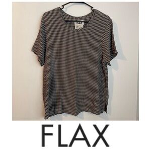 Flax Short Sleeve Gingham/Plaid Blouse in Size S